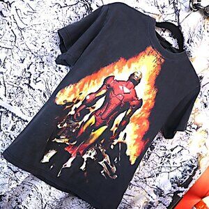 IRONMAN TEE S Marvel Mad Engine Superheroes Casual Black Red Classic Vintage 90s